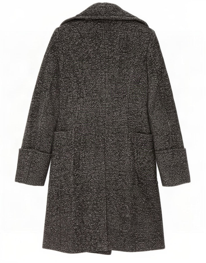 Benetton Womens Double Breasted Coat UK 8 Small Grey Flecked