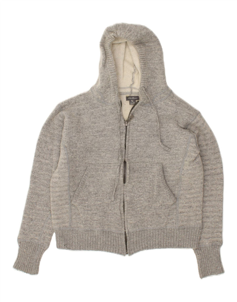 EDDIE BAUER Womens Hooded Cardigan Sweater UK 10 Small Grey Acrylic | Vintage Eddie Bauer | Thrift | Second-Hand Eddie Bauer | Used Clothing | Messina Hembry 