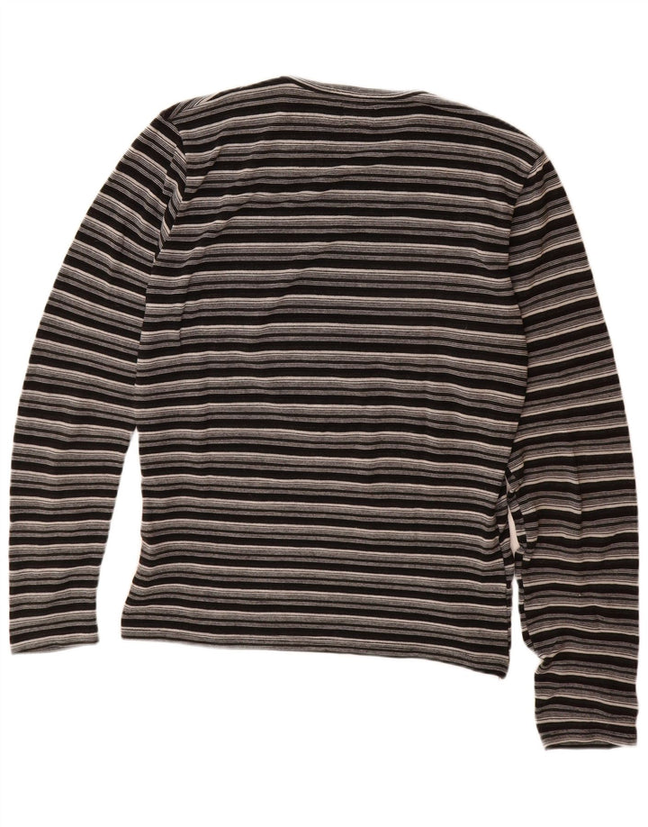 Energie Mens Graphic Top Long Sleeve Large Black Striped Acrylic