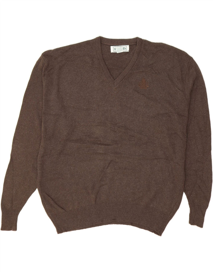 IZOD Mens V-Neck Jumper Sweater XL Brown Acrylic Vintage Izod and Second-Hand Izod from Messina Hembry 