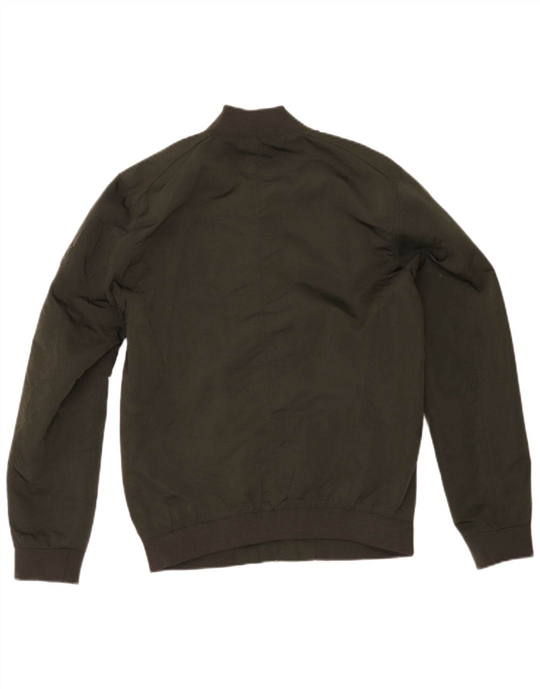 Zara Mens Bomber Jacket UK 38 Medium Khaki Polyester