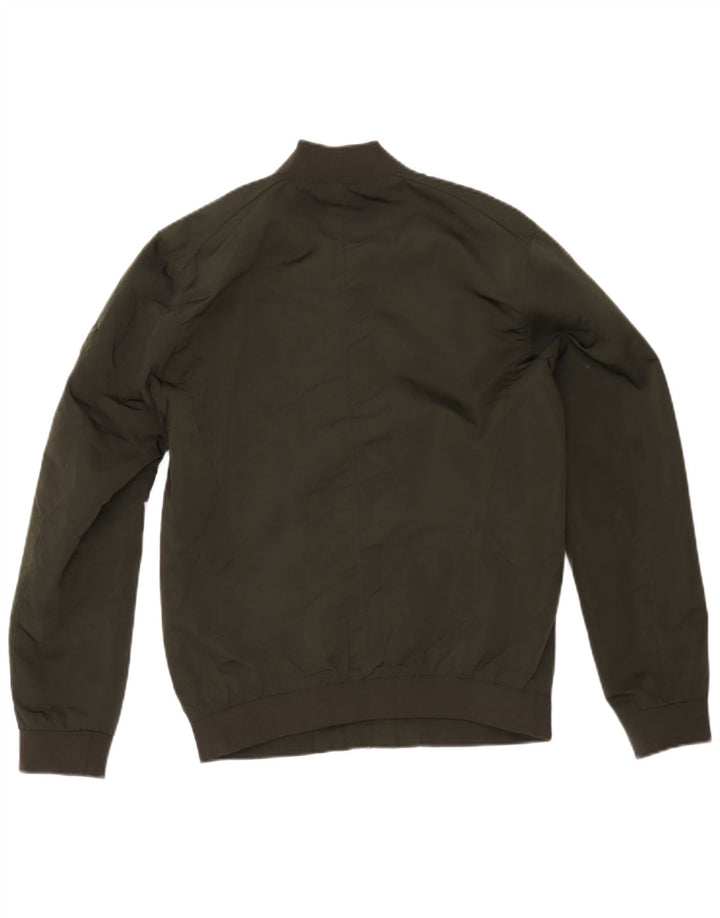 Zara Mens Bomber Jacket UK 38 Medium Khaki Polyester