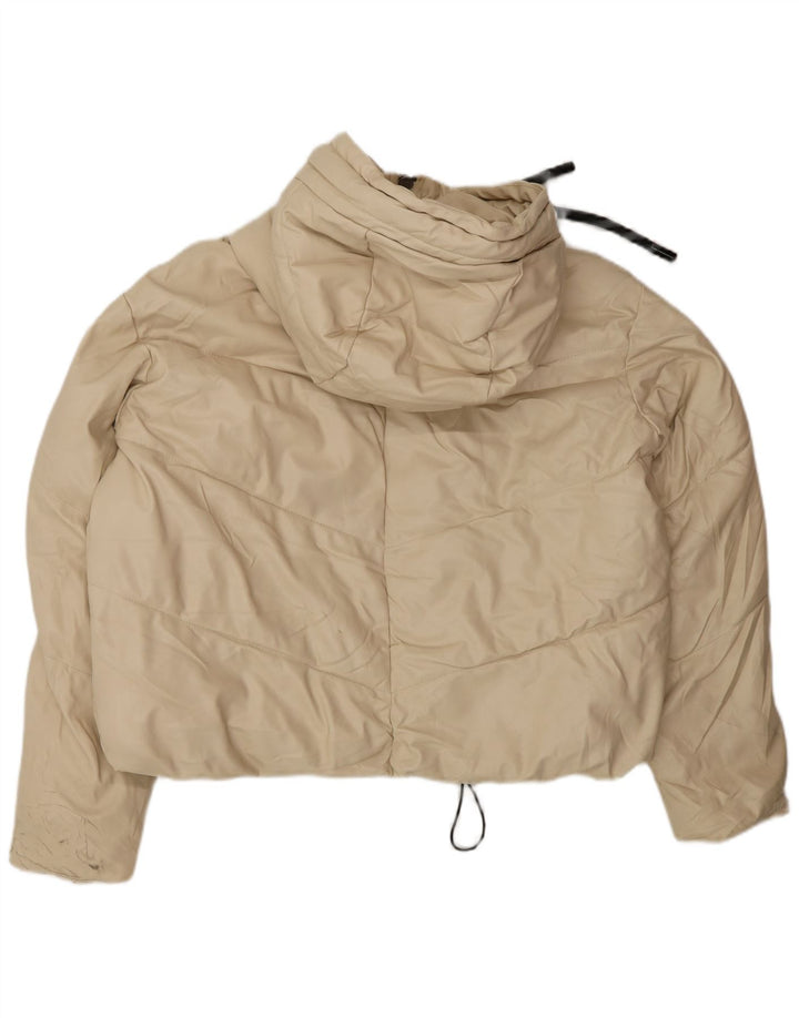 Zara Womens Oversized Hooded Padded Jacket UK 6 XS Beige
