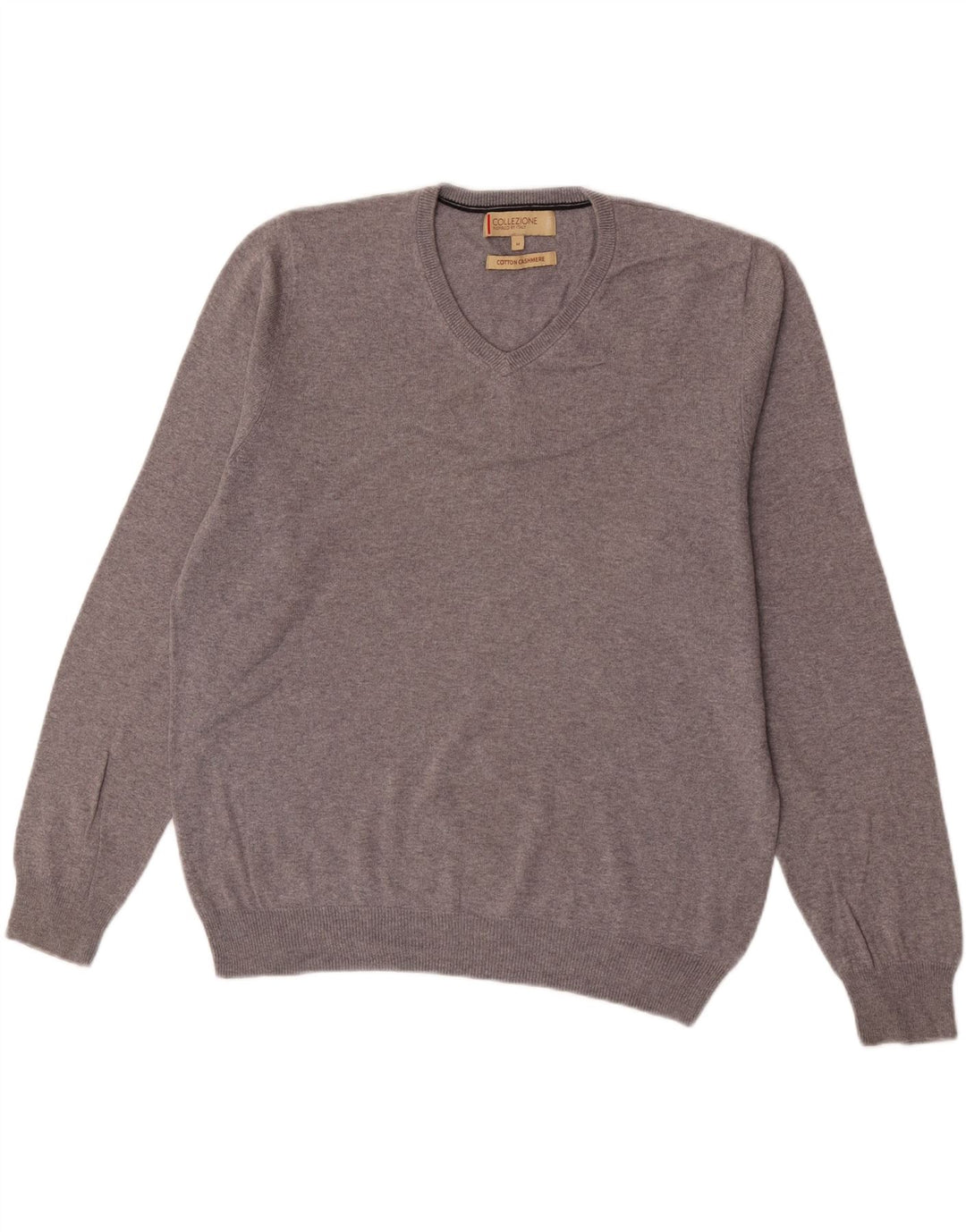 Marks & Spencer Mens V-Neck Jumper Sweater Medium Grey Cotton