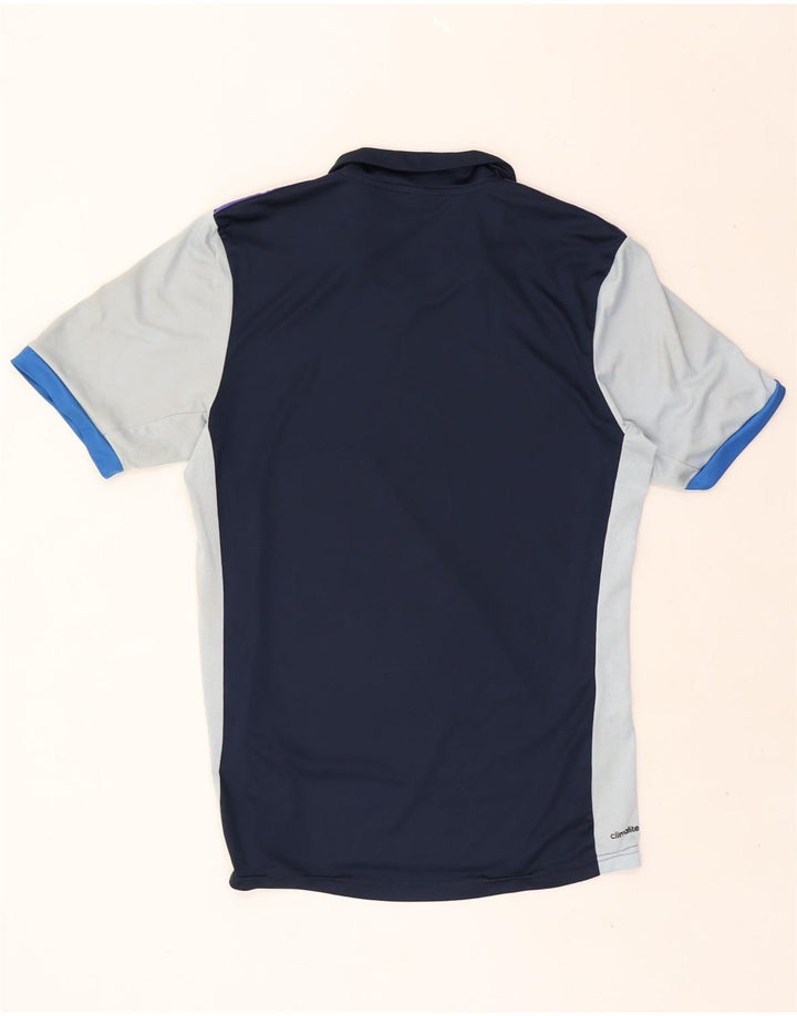 ADIDAS Mens Climalite Polo Shirt Medium Navy Blue Colourblock Polyester Vintage Adidas and Second-Hand Adidas from Messina Hembry 