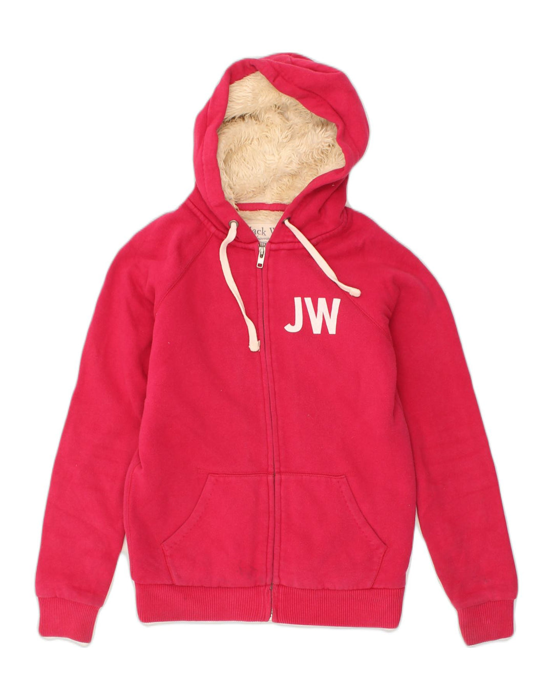 JACK WILLS Womens Sherpa Graphic Zip Hoodie Sweater UK 8 Small  Pink | Vintage Jack Wills | Thrift | Second-Hand Jack Wills | Used Clothing | Messina Hembry 