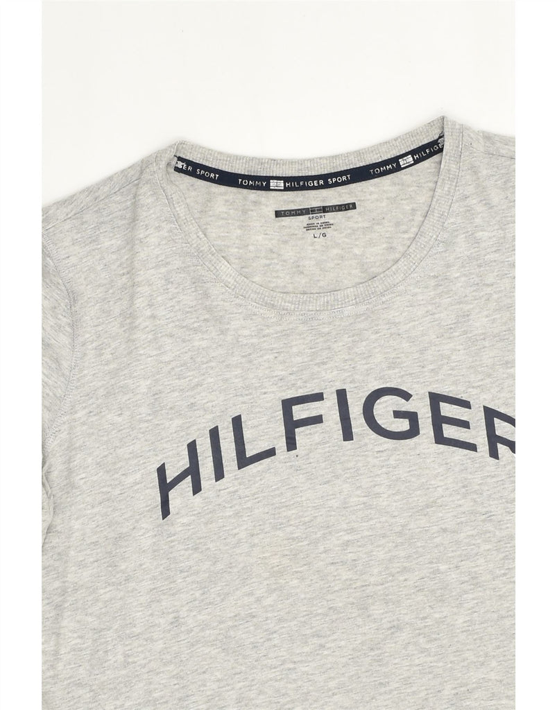 TOMMY HILFIGER Womens Graphic T-Shirt Top UK 16 Large Grey Cotton | Vintage Tommy Hilfiger | Thrift | Second-Hand Tommy Hilfiger | Used Clothing | Messina Hembry 