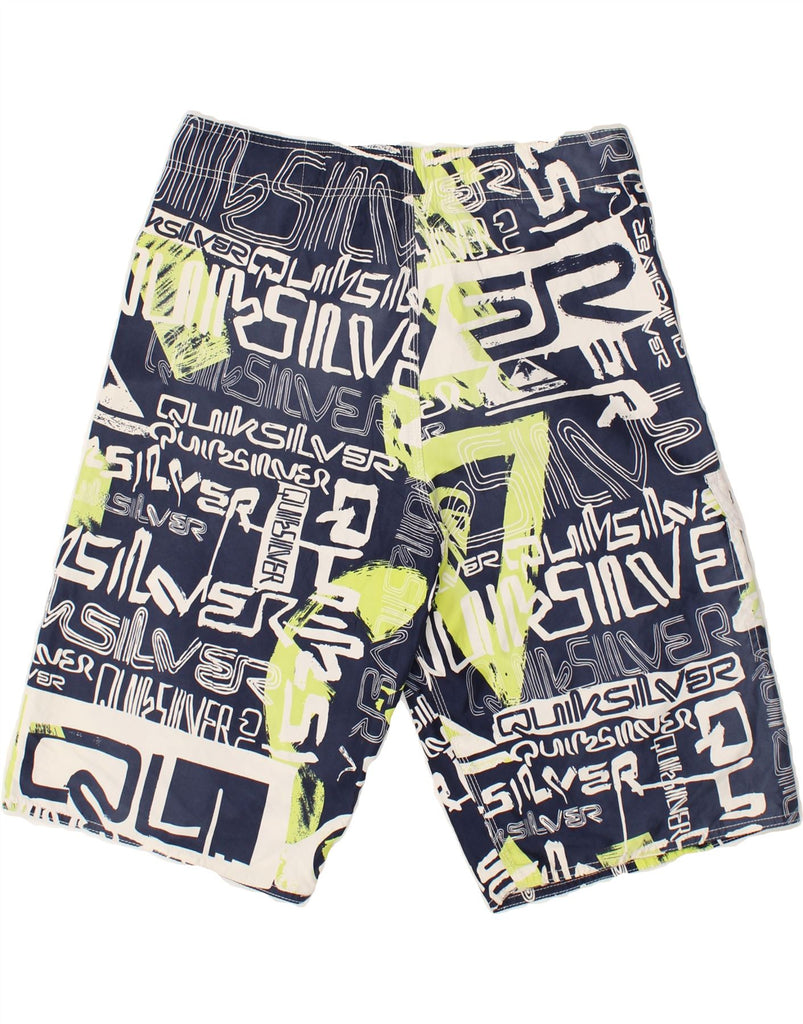 QUIKSILVER Mens Graphic Swimming Shorts Medium Navy Blue Cotton | Vintage Quiksilver | Thrift | Second-Hand Quiksilver | Used Clothing | Messina Hembry 