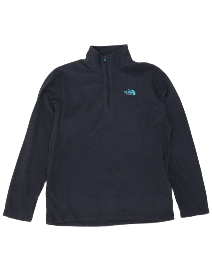 THE NORTH FACE Mens Zip Neck Fleece Jumper Medium Navy Blue Polyester