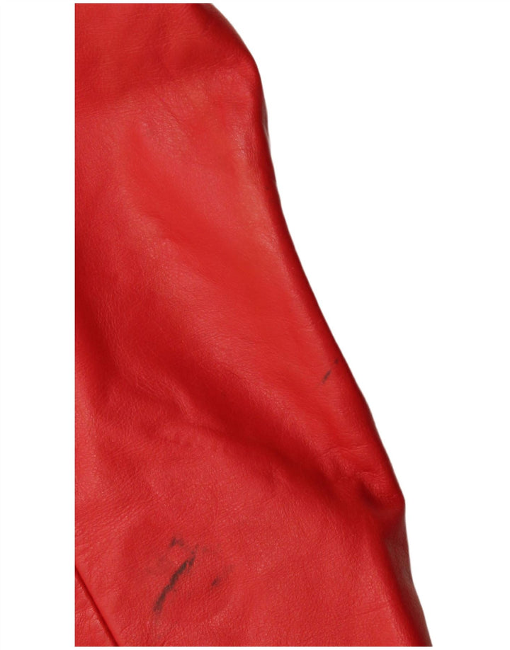 Vintage Womens Leather Racer Jacket EU 40 Medium Red Leather