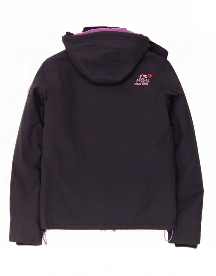 Superdry Womens Hooded Windbreaker Jacket UK 14 Medium Navy Blue