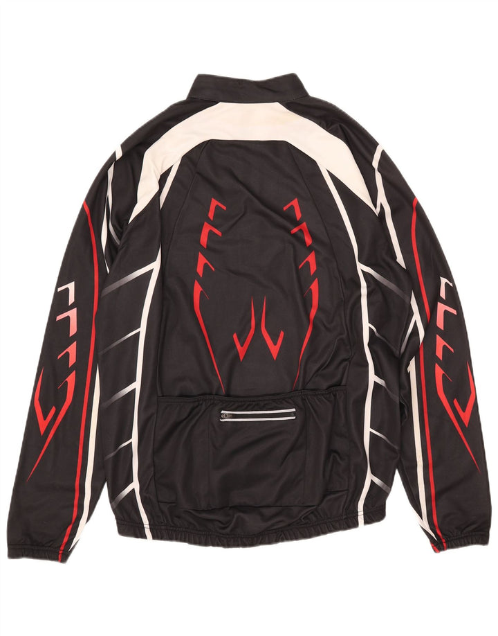 CRANE Mens Zip Neck Pullover Tracksuit Top IT 52 Large Black Geometric