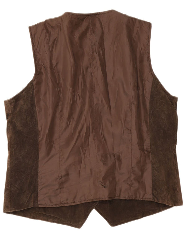 Vintage Womens Suede Waistcoat UK 18 XL Brown Leather