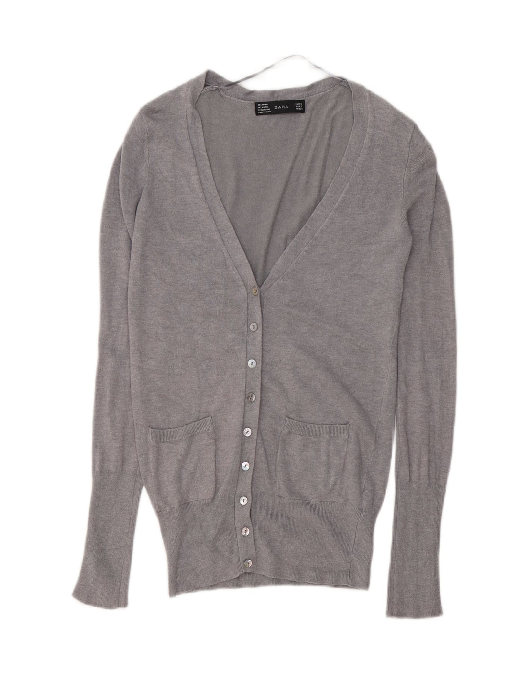 ZARA Womens Cardigan Sweater UK 10 Small Grey Rayon