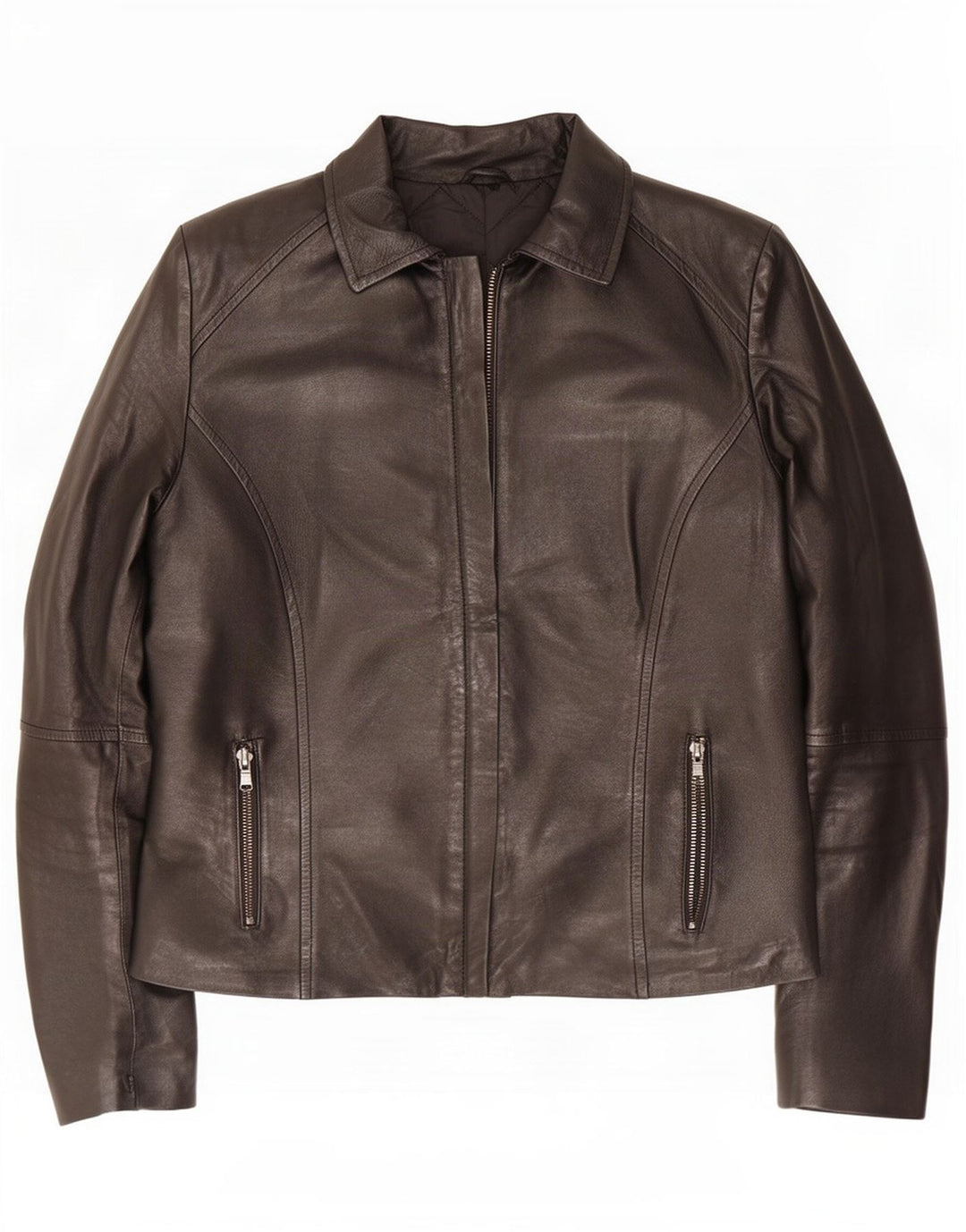 Vintage Womens Leather Biker Jacket UK 14 Large Black