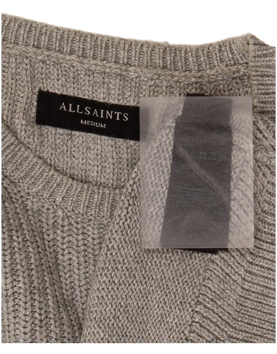 All Saints Mens Crew Neck Jumper Sweater Medium Grey Cotton
