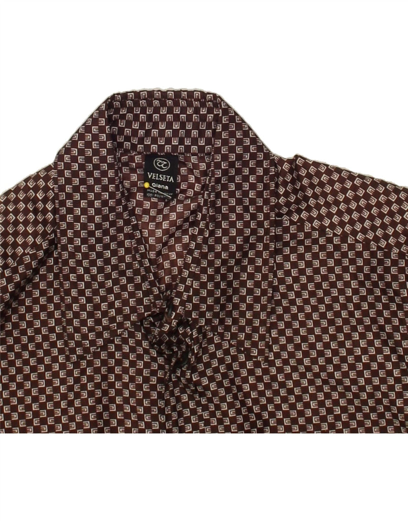 VINTAGE Mens Shirt Medium Brown Geometric Polyamide | Vintage Vintage | Thrift | Second-Hand Vintage | Used Clothing | Messina Hembry 