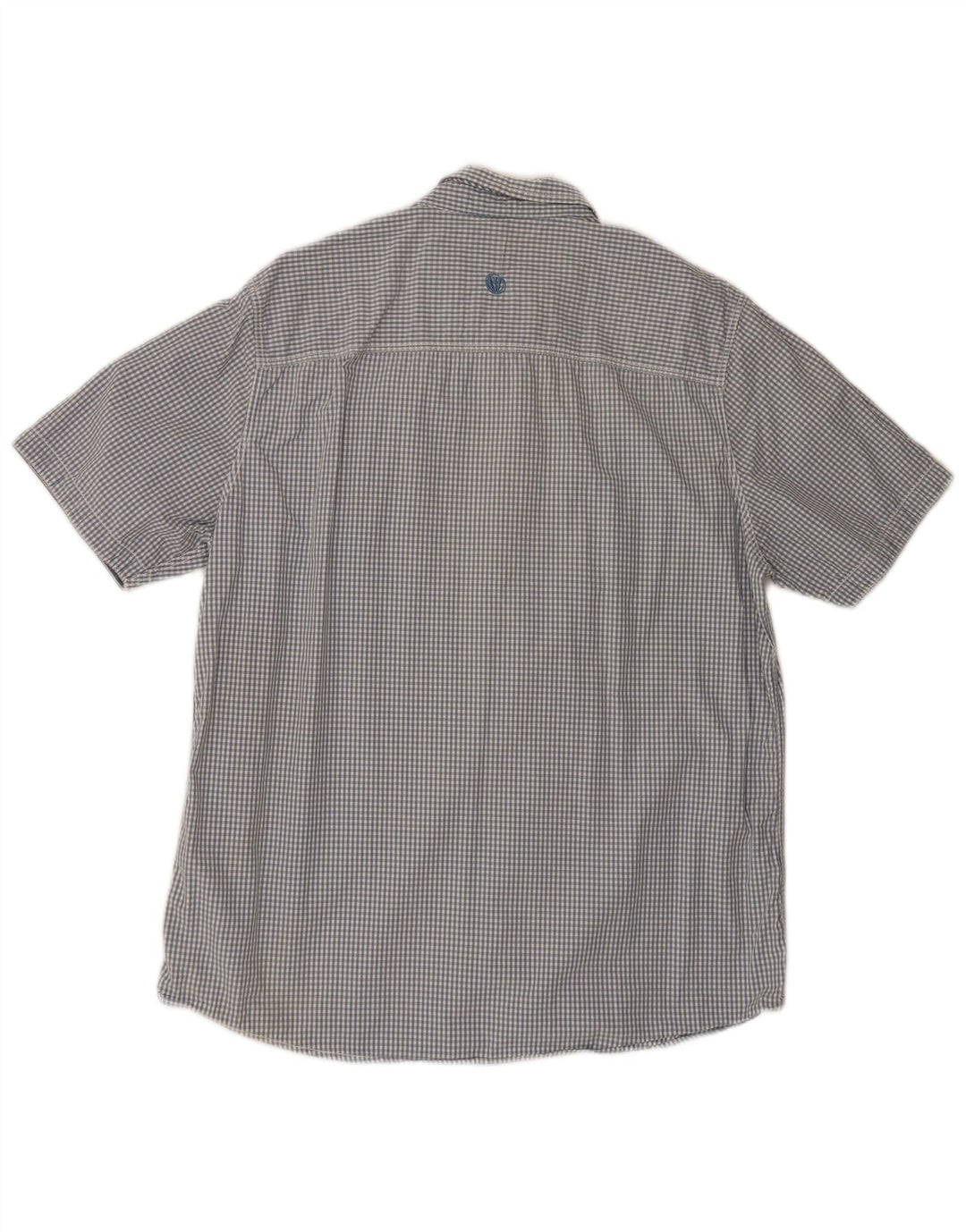 Fat Face Mens Short Sleeve Shirt Large Blue Gingham Cotton
