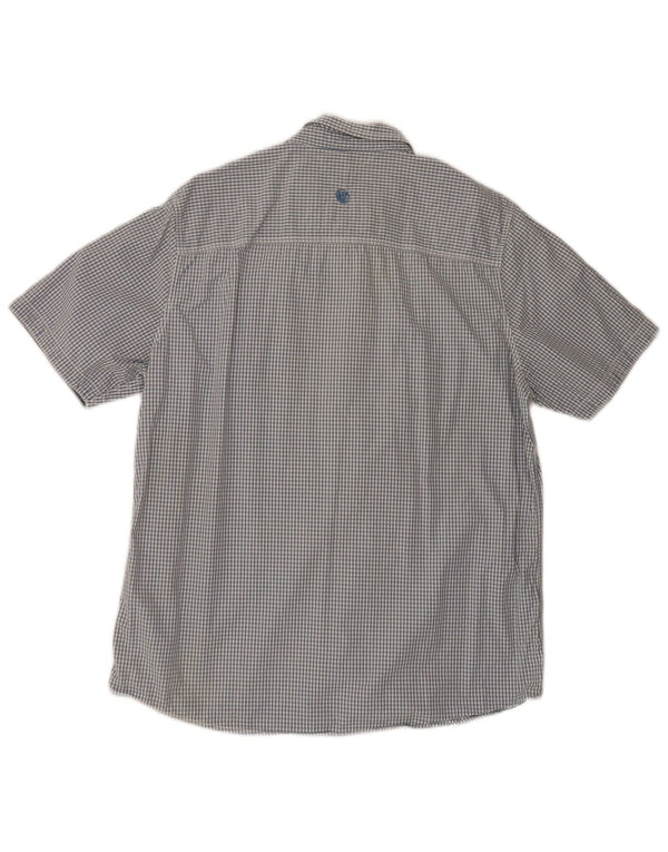 Fat Face Mens Short Sleeve Shirt Large Blue Gingham Cotton