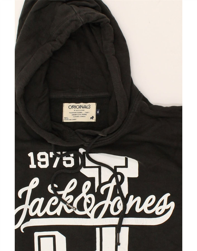 JACK & JONES Mens Graphic Hoodie Jumper XL Black Cotton | Vintage Jack & Jones | Thrift | Second-Hand Jack & Jones | Used Clothing | Messina Hembry 