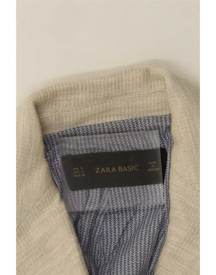 Zara Womens 1 Button Blazer Jacket UK 10 Small Beige