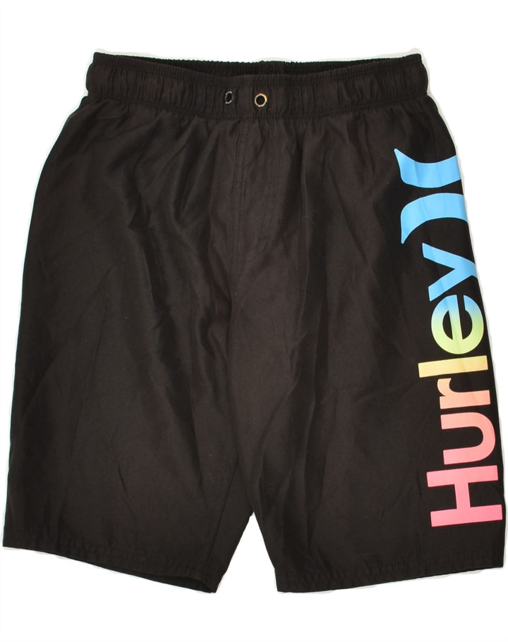 HURLEY Boys Graphic Sport Shorts 10-11 Years Medium Black Polyester Vintage Hurley and Second-Hand Hurley from Messina Hembry 