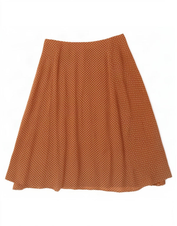 Les Copains Womens Flared Skirt IT 46 Large W32 Brown Spotted Acetate