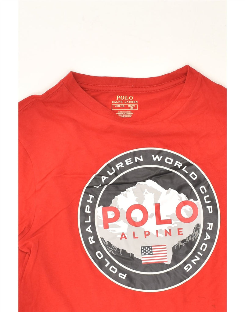POLO RALPH LAUREN Boys Graphic Top Long Sleeve 10-11 Years Medium  Red | Vintage Polo Ralph Lauren | Thrift | Second-Hand Polo Ralph Lauren | Used Clothing | Messina Hembry 