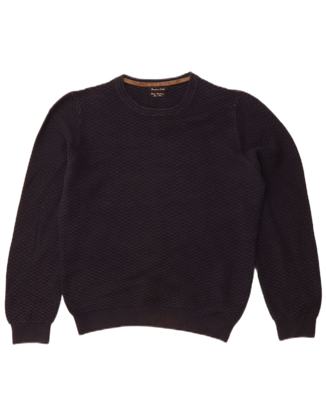 MASSIMO DUTTI Womens Boat Neck Jumper Sweater UK 10 Small Navy Blue Cotton