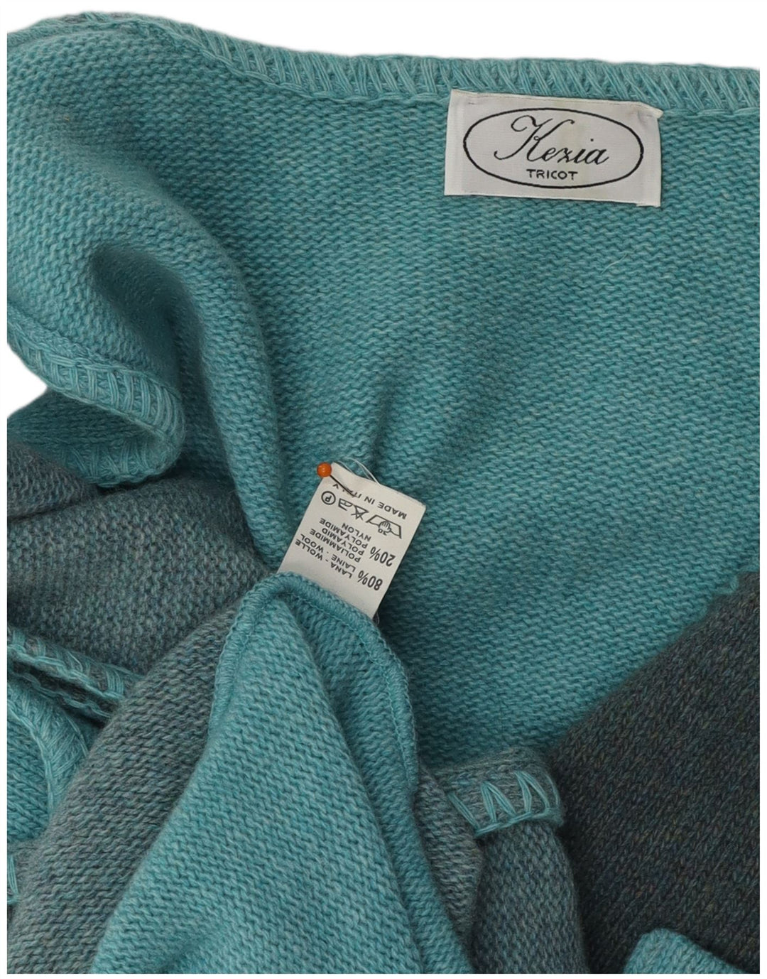 VINTAGE Womens Cardigan Sweater UK 14 Large Turquoise Colourblock