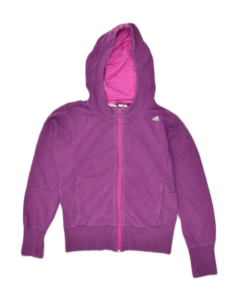 ADIDAS Girls Zip Hoodie Sweater 11-12 Years Purple Cotton | Vintage Adidas | Thrift | Second-Hand Adidas | Used Clothing | Messina Hembry 