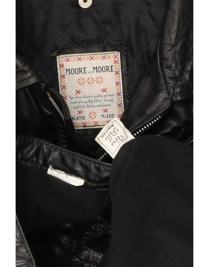 MORE & MORE  Mens Leather Coat UK 40 Large Black Leather