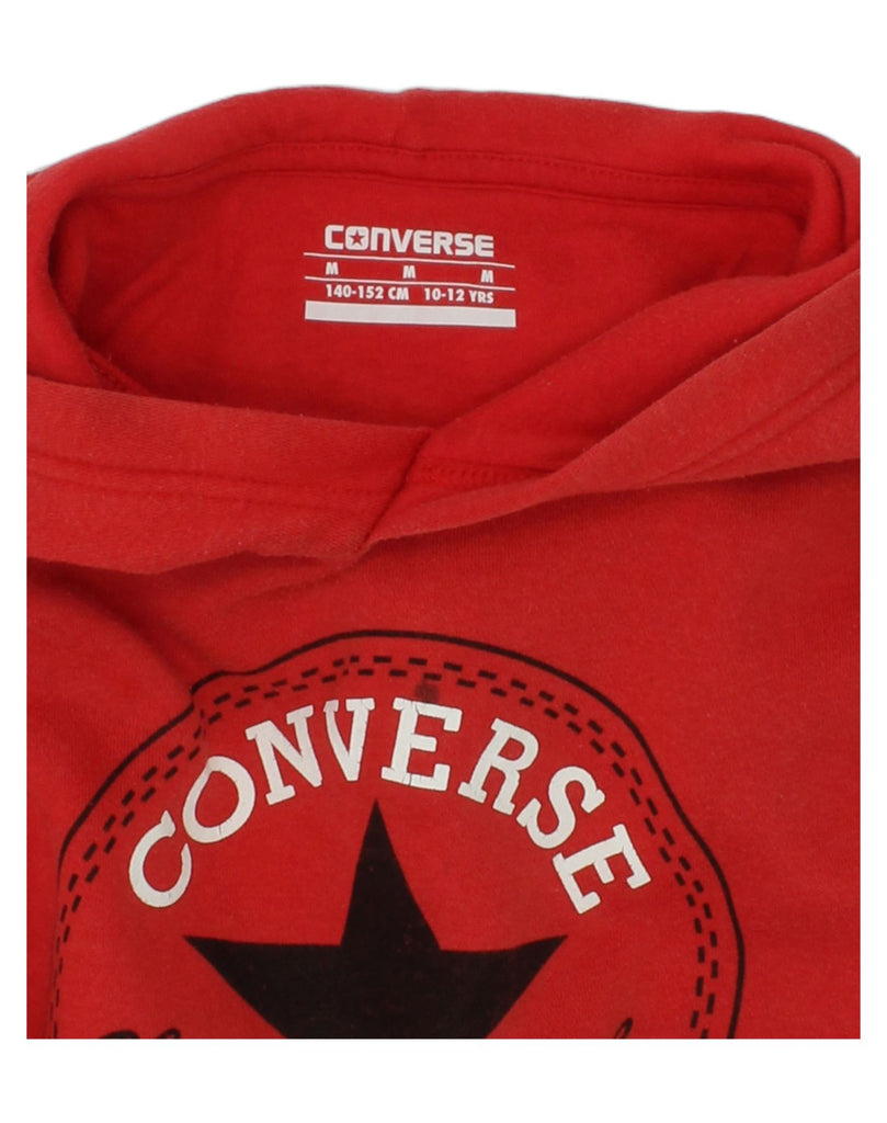 CONVERSE Girls Graphic Hoodie Jumper 10-11 Years Red Cotton | Vintage Converse | Thrift | Second-Hand Converse | Used Clothing | Messina Hembry 