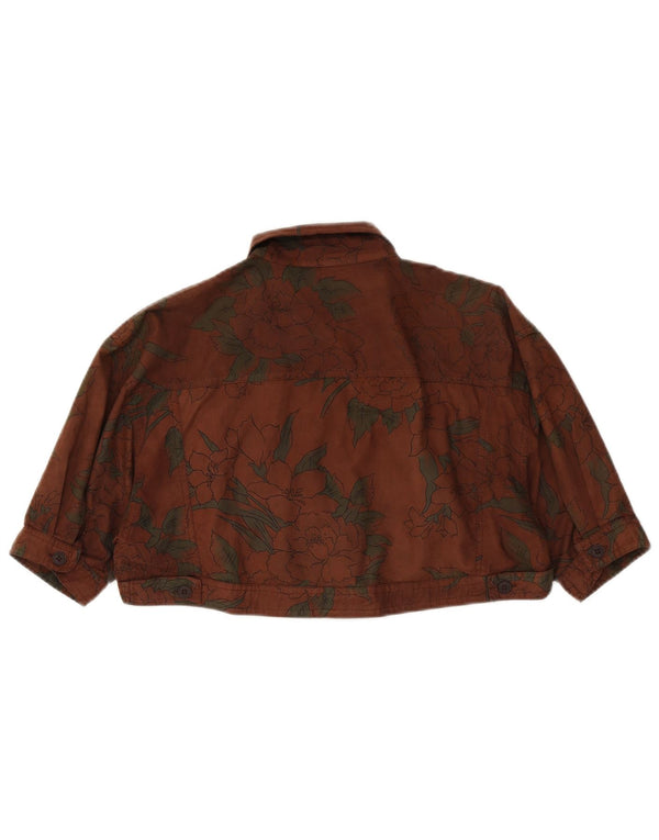 Vintage Womens Loose Fit Bolero Jacket UK 14 Medium Brown Floral