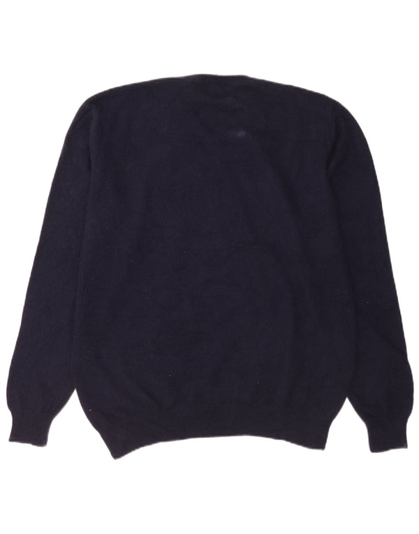 Marks & Spencer Mens V-Neck Jumper Sweater Large Navy Blue Cashmere