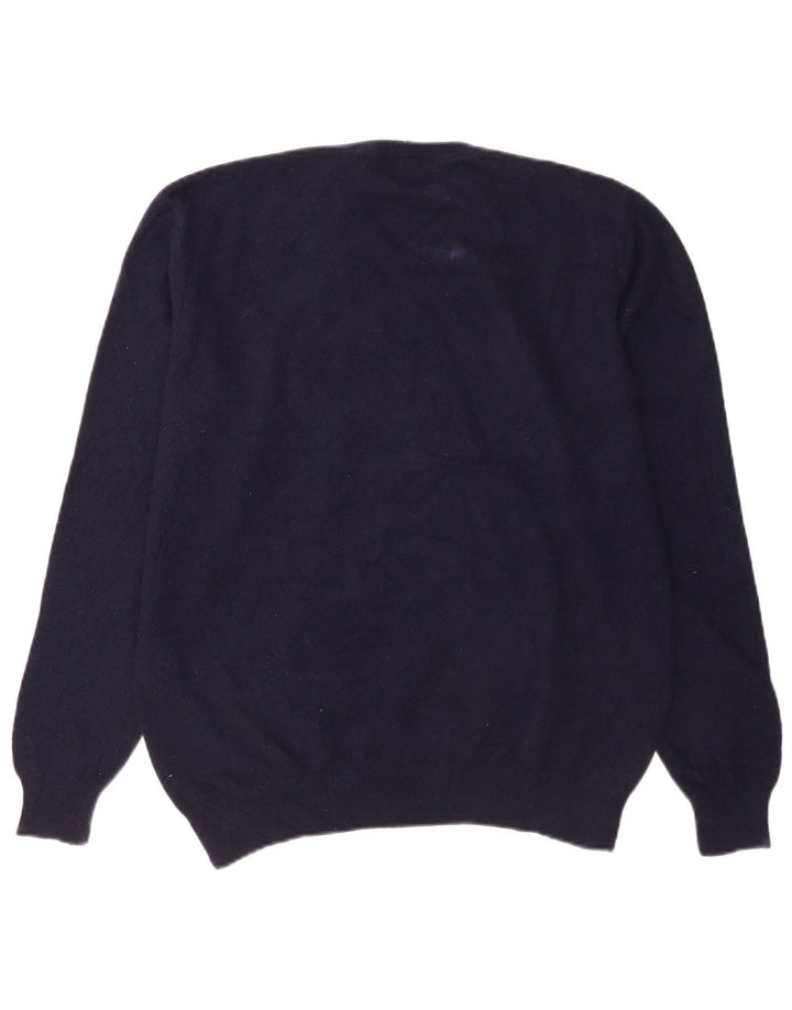 Marks & Spencer Mens V-Neck Jumper Sweater Large Navy Blue Cashmere