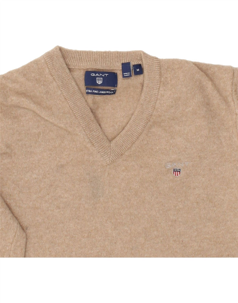 GANT Womens V-Neck Jumper Sweater UK 12 Medium Beige Wool | Vintage Gant | Thrift | Second-Hand Gant | Used Clothing | Messina Hembry 