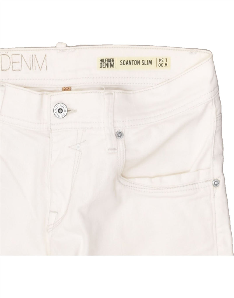 TOMMY HILFIGER Womens Scanton Slim Casual Shorts W30 Medium White Cotton | Vintage Tommy Hilfiger | Thrift | Second-Hand Tommy Hilfiger | Used Clothing | Messina Hembry 