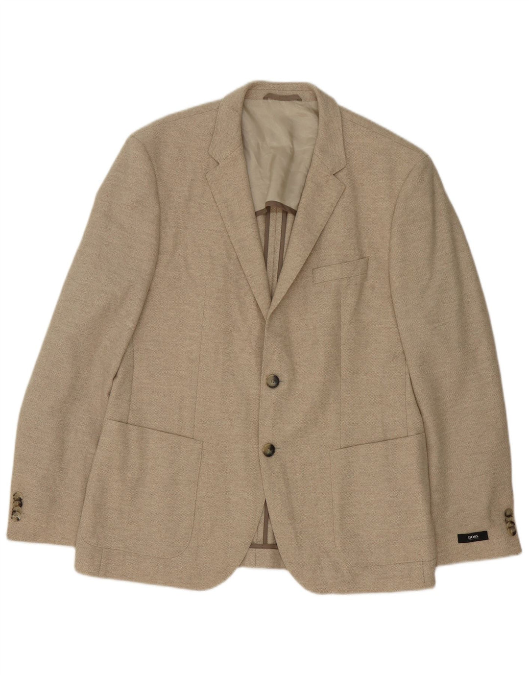 Hugo Boss Mens 2 Button Blazer Jacket EU 52 XL Beige Virgin Wool