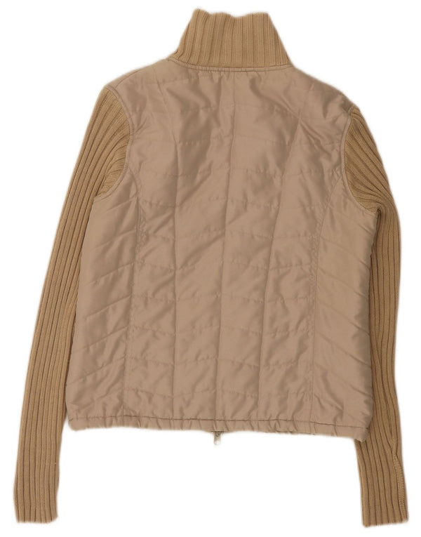 Vintage Womens Bomber Jacket EU 36 Small Beige Polyester