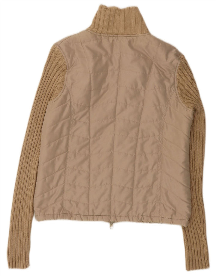 Vintage Womens Bomber Jacket EU 36 Small Beige Polyester