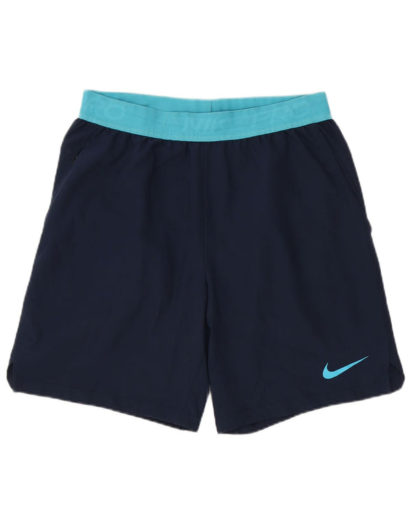 NIKE Mens Dri Fit Standard Fit Sport Shorts Medium Navy Blue Colourblock