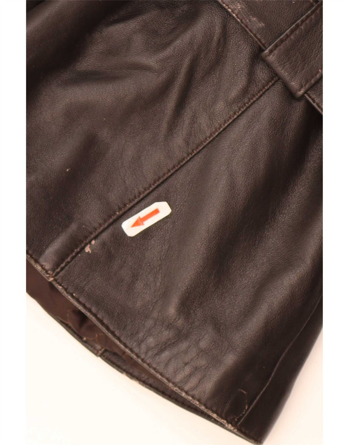 Vintage Womens Leather Jacket UK 10 Small Brown