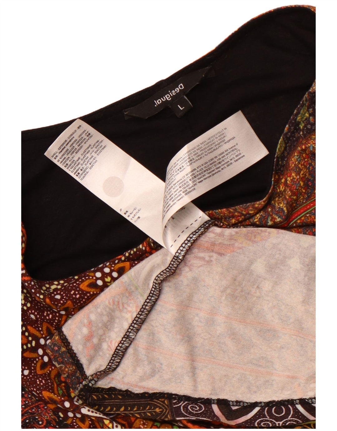 Desigual Womens 3/4 Sleeve Maxi Dress UK 14 Large Multicoloured Viscose