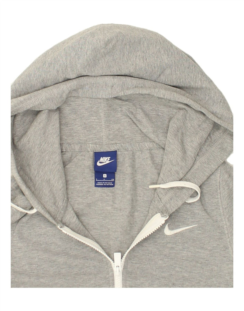 NIKE Womens Zip Hoodie Sweater UK 10 Small Grey Cotton | Vintage Nike | Thrift | Second-Hand Nike | Used Clothing | Messina Hembry 
