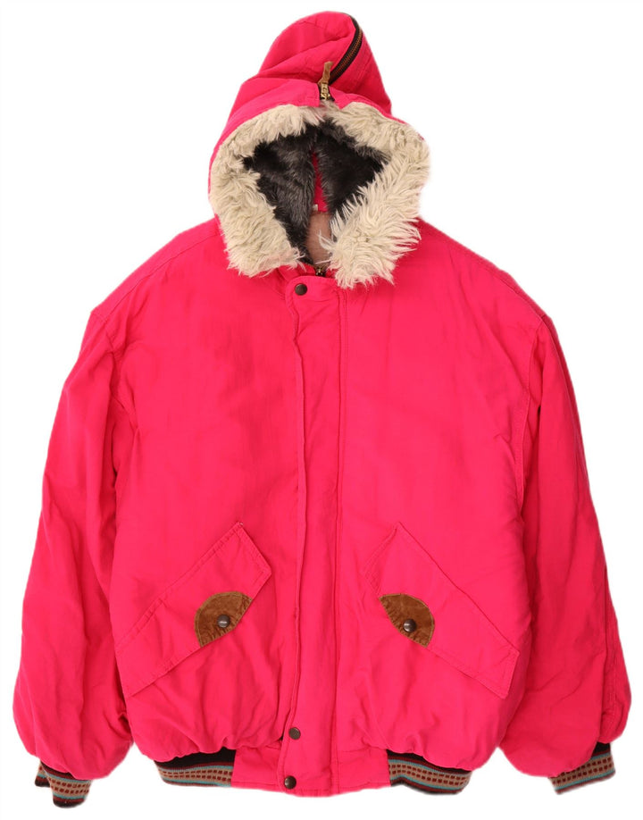 VINTAGE Womens Oversized Graphic Windbreaker Jacket UK 14 Medium Pink