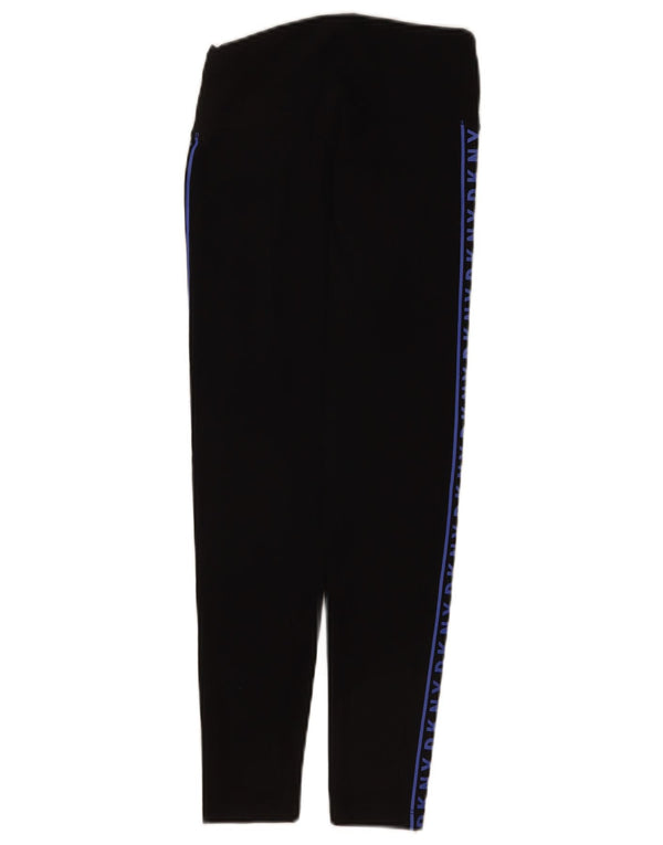Dkny Womens Crop Graphic Leggings UK 4 XS  Black Colourblock Cotton