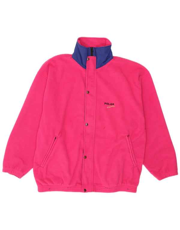 Vintage Womens Loose Fit Fleece Jacket UK 14 Large Pink Polyester Sports