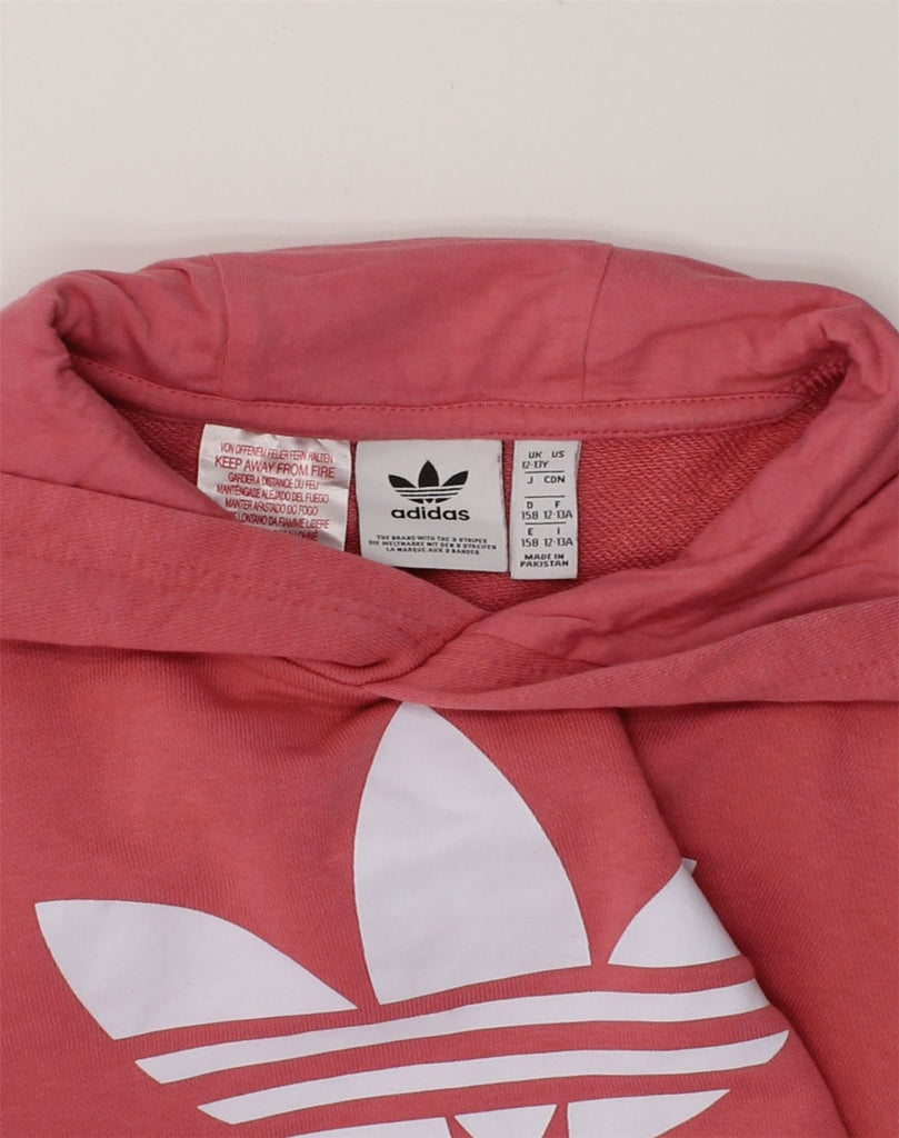 ADIDAS Girls Graphic Hoodie Jumper 12-13 Years Red Cotton | Vintage Adidas | Thrift | Second-Hand Adidas | Used Clothing | Messina Hembry 