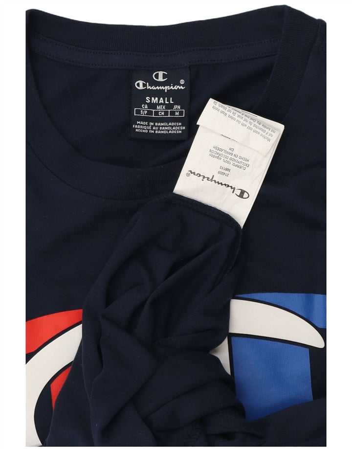 Champion Mens Graphic T-Shirt Top Small Navy Blue Cotton